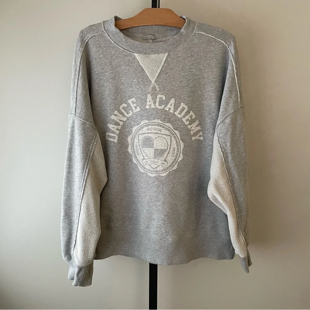 Aerie Dance Academy Big Chill Crew Sweatshirt Pullover Oversized Grey Size Small - Picture 2 of 9